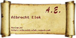 Albrecht Elek névjegykártya